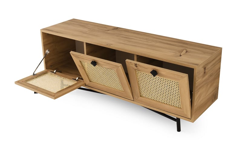 Tv-bänk 140 cm 3 Skåp - Natur/Svart - Möbler - TV- & Mediamöbler - TV bänk & mediabänk