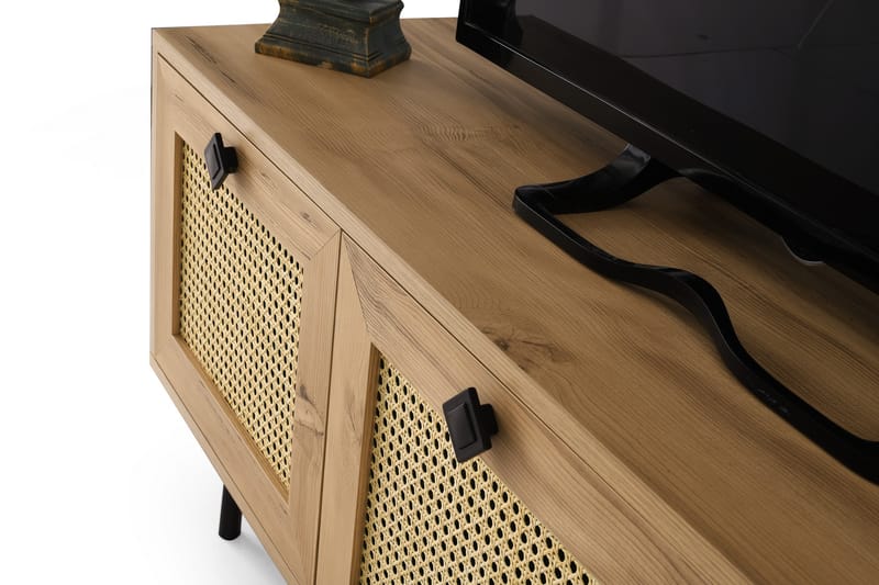 Tv-bänk 140 cm 3 Skåp - Natur/Svart - Möbler - TV- & Mediamöbler - TV bänk & mediabänk