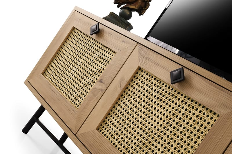 Tv-bänk 140 cm 3 Skåp - Natur/Svart - Möbler - TV- & Mediamöbler - TV bänk & mediabänk