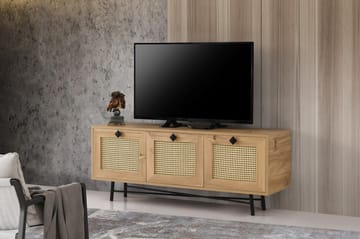 Tv-bänk 140 cm 3 Skåp - Natur/Svart - Möbler - TV- & Mediamöbler - TV bänk & mediabänk