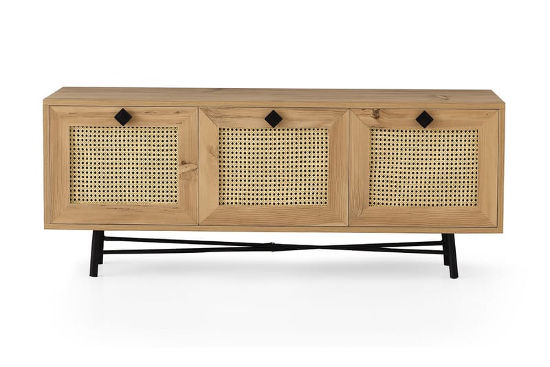 Tv-bänk 140 cm 3 Skåp - Natur/Svart - Möbler - TV- & Mediamöbler - TV bänk & mediabänk