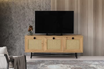 Tv-bänk 140 cm 3 Skåp - Natur/Svart - Möbler - TV- & Mediamöbler - TV bänk & mediabänk