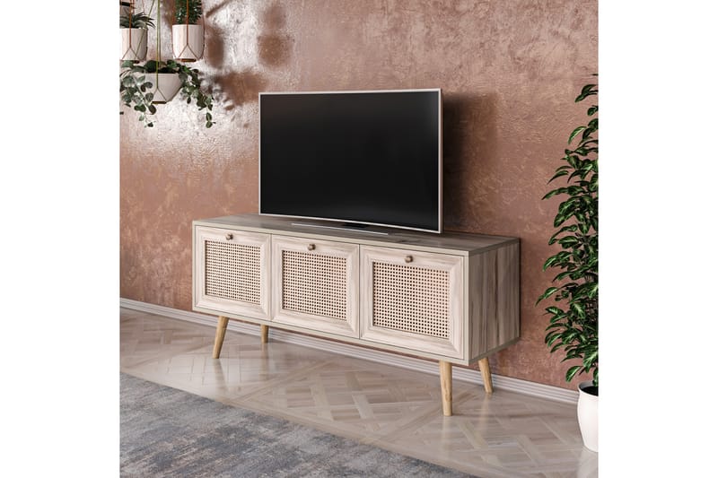 Tv-bänk 140 cm 3 Skåp - Sand/Natur - Möbler - TV- & Mediamöbler - TV bänk & mediabänk