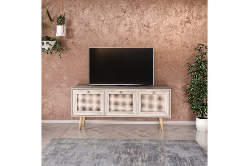 Tv-bänk 140 cm 3 Skåp - Sand/Natur - Möbler - TV- & Mediamöbler - TV bänk & mediabänk
