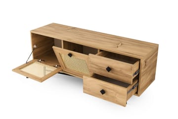 Tv-bänk 140 cm 4 Skåp - Natur/Svart - Möbler - TV- & Mediamöbler - TV bänk & mediabänk