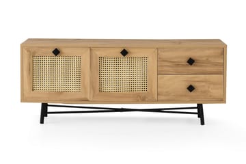 Tv-bänk 140 cm 4 Skåp - Natur/Svart - Möbler - TV- & Mediamöbler - TV bänk & mediabänk