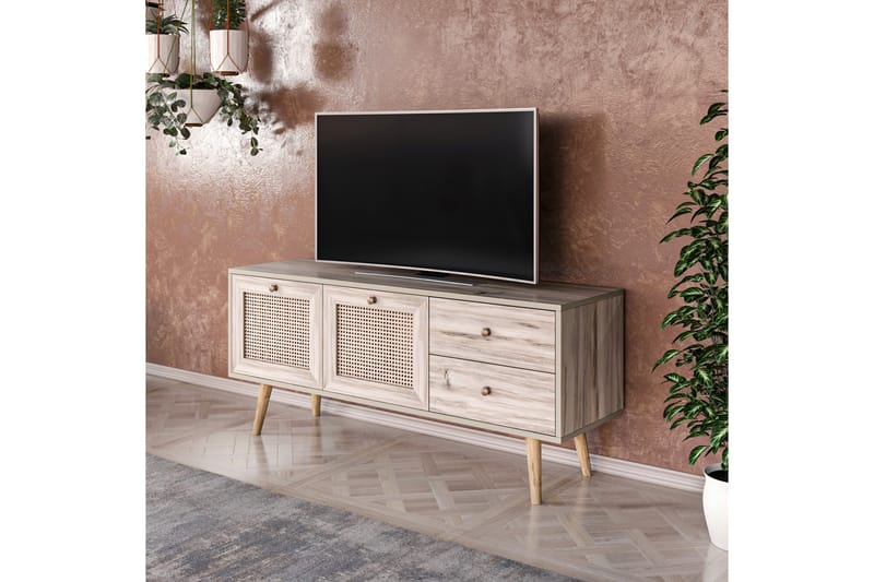 Tv-bänk 140 cm 4 Skåp - Sand/Natur - Möbler - TV- & Mediamöbler - TV bänk & mediabänk