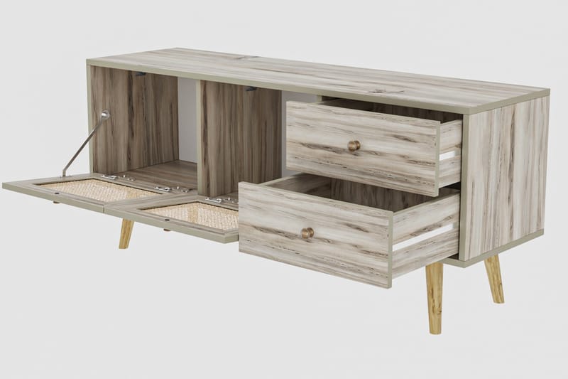 Tv-bänk 140 cm 4 Skåp - Sand/Natur - Möbler - TV- & Mediamöbler - TV bänk & mediabänk
