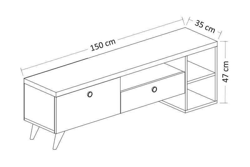 Tv-bänk 150 cm 2 Skåp - Svart/Natur - TV bänk & mediabänk