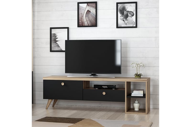 Tv-bänk 150 cm 2 Skåp - Svart/Natur - Möbler - TV- & Mediamöbler - TV bänk & mediabänk