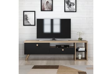 Tv-bänk 150 cm 2 Skåp - Svart/Natur - Möbler - TV- & Mediamöbler - TV bänk & mediabänk