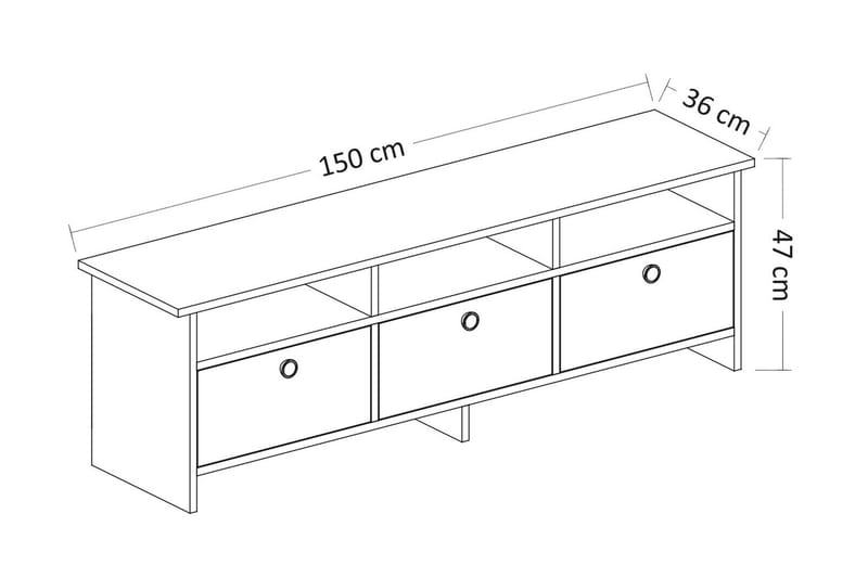 Tv-bänk 150 cm 3 Skåp 3 Hyllor - Antracit/Natur - Möbler - TV- & Mediamöbler - TV bänk & mediabänk