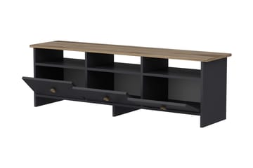 Tv-bänk 150 cm 3 Skåp 3 Hyllor - Antracit/Natur - Möbler - TV- & Mediamöbler - TV bänk & mediabänk