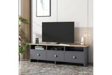Tv-bänk 150 cm 3 Skåp 3 Hyllor - Antracit/Natur - Möbler - TV- & Mediamöbler - TV bänk & mediabänk