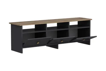 Tv-bänk 150 cm 3 Skåp 3 Hyllor - Antracit/Natur - Möbler - TV- & Mediamöbler - TV bänk & mediabänk