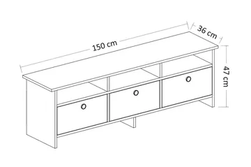 Tv-bänk 150 cm 3 Skåp 3 Hyllor - Antracit/Natur - Möbler - TV- & Mediamöbler - TV bänk & mediabänk