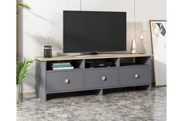 Tv-bänk 150 cm 3 Skåp 3 Hyllor - Antracit/Natur - Möbler - TV- & Mediamöbler - TV bänk & mediabänk