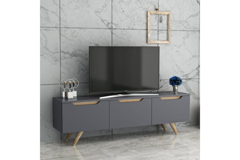 Tv-bänk 150 cm 3 Skåp - Antracit/Natur - Möbler - TV- & Mediamöbler - TV bänk & mediabänk