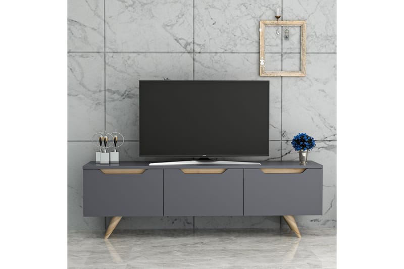 Tv-bänk 150 cm 3 Skåp - Antracit/Natur - Möbler - TV- & Mediamöbler - TV bänk & mediabänk