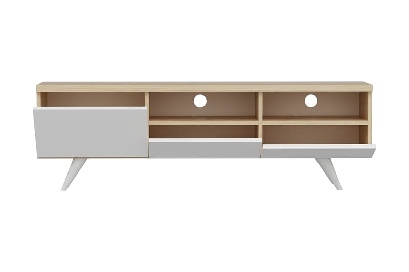Tv-bänk 150 cm 3 Skåp - Natur/Vit - Möbler - TV- & Mediamöbler - TV bänk & mediabänk
