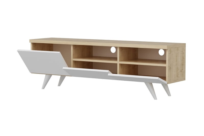 Tv-bänk 150 cm 3 Skåp - Natur/Vit - Möbler - TV- & Mediamöbler - TV bänk & mediabänk