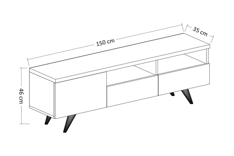 Tv-bänk 150 cm 3 Skåp - Natur/Vit - TV bänk & mediabänk