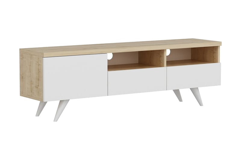 Tv-bänk 150 cm 3 Skåp - Natur/Vit - Möbler - TV- & Mediamöbler - TV bänk & mediabänk