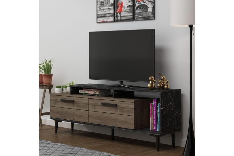 Tv-bänk 150 cm - Valnöt/Svart - Möbler - TV- & Mediamöbler - TV bänk & mediabänk