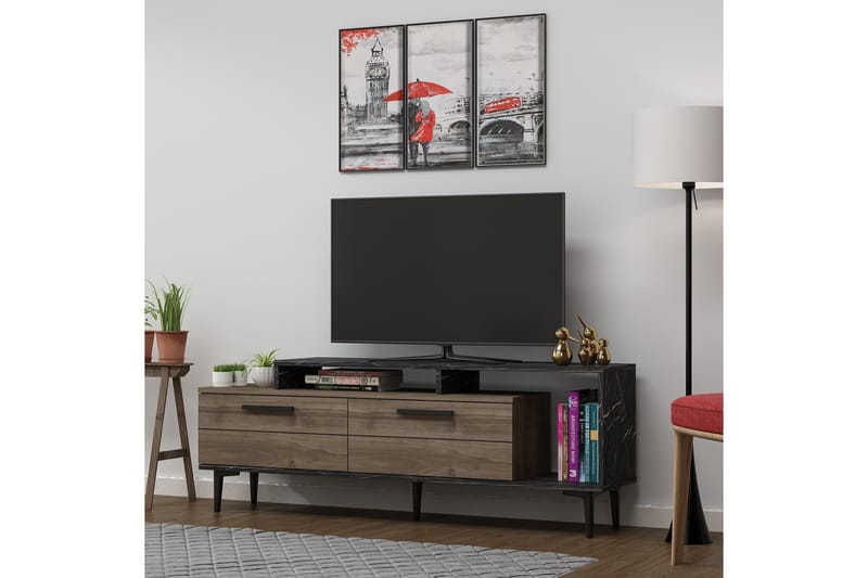 Tv-bänk 150 cm - Valnöt/Svart - Möbler - TV- & Mediamöbler - TV bänk & mediabänk