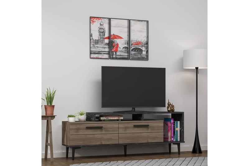 Tv-bänk 150 cm - Valnöt/Svart - Möbler - TV- & Mediamöbler - TV bänk & mediabänk