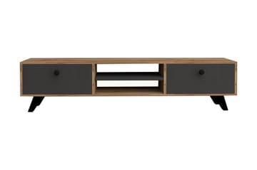 Tv-bänk 160 cm 2 Skåp 2 Hyllor - Natur/Antracit - Möbler - TV- & Mediamöbler - TV bänk & mediabänk