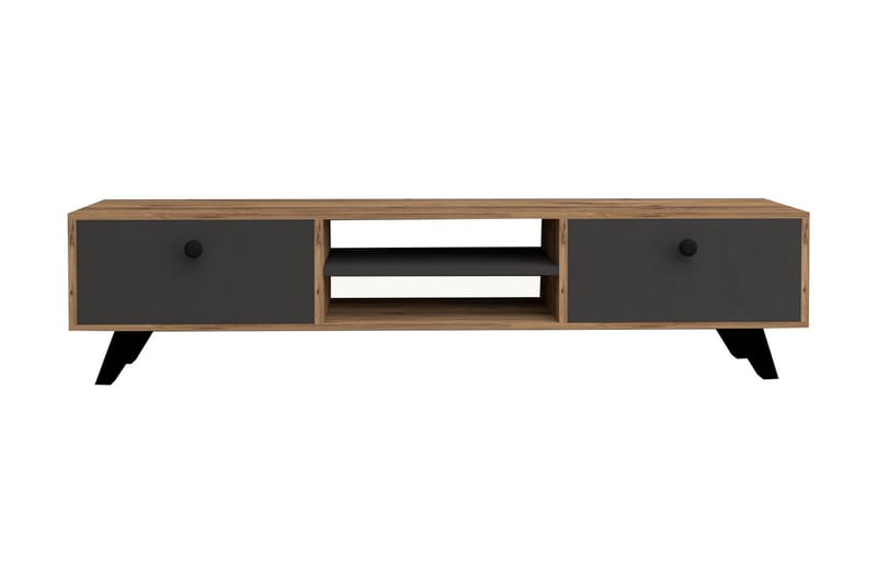 Tv-bänk 160 cm 2 Skåp 2 Hyllor - Natur/Antracit - Möbler - TV- & Mediamöbler - TV bänk & mediabänk