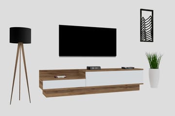 Tv-bänk 160 cm 2 Skåp - Vit/Natur - Möbler - TV- & Mediamöbler - TV bänk & mediabänk