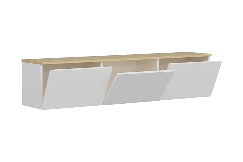 Tv-bänk 160 cm 3 Skåp - Vit/Natur - Möbler - TV- & Mediamöbler - TV bänk & mediabänk