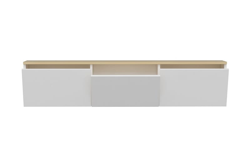 Tv-bänk 160 cm 3 Skåp - Vit/Natur - Möbler - TV- & Mediamöbler - TV bänk & mediabänk