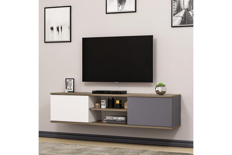 Tv-bänk 160 cm - Antracit/Valnöt - TV bänk & mediabänk