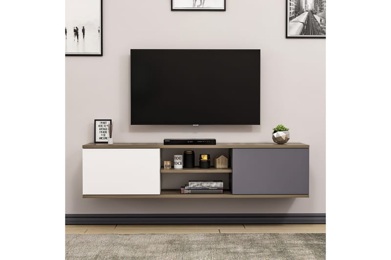 Tv-bänk 160 cm - Antracit/Valnöt - TV bänk & mediabänk