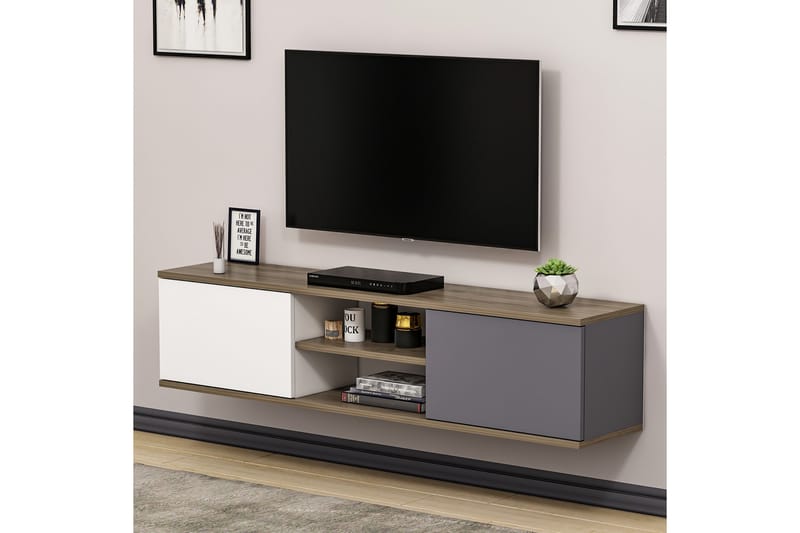 Tv-bänk 160 cm - Antracit/Valnöt - TV bänk & mediabänk