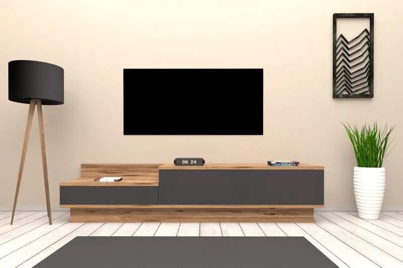 Tv-bänk 160 cm - Natur/Antracit - Möbler - TV- & Mediamöbler - TV bänk & mediabänk