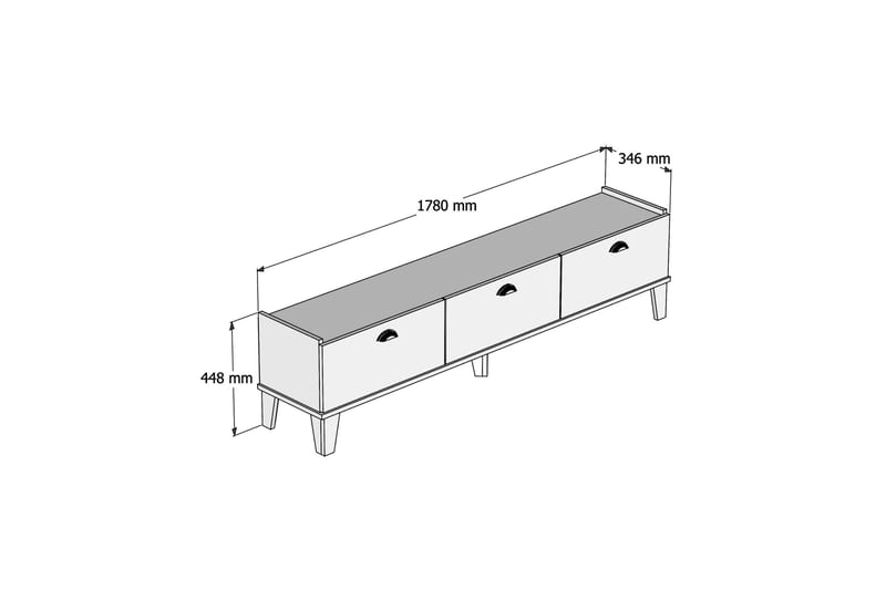 Tv-bänk 178 cm - Natur/Svart - TV bänk & mediabänk