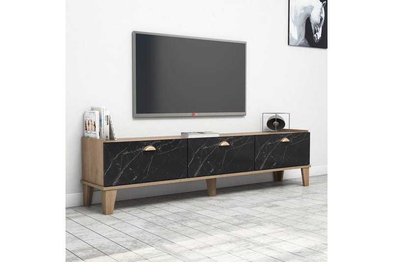 Tv-bänk 178 cm - Natur/Svart - TV bänk & mediabänk