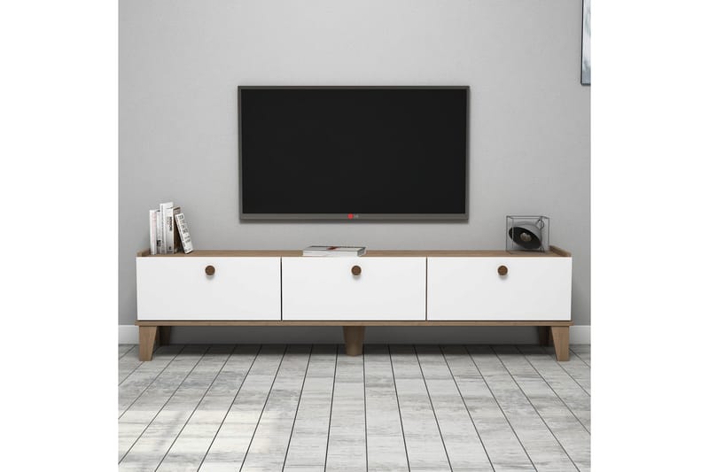 Tv-bänk 178 cm - Natur/Vit - TV bänk & mediabänk
