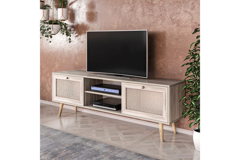 Tv-bänk 180 cm 2 Skåp - Sand/Natur - Möbler - TV- & Mediamöbler - TV bänk & mediabänk