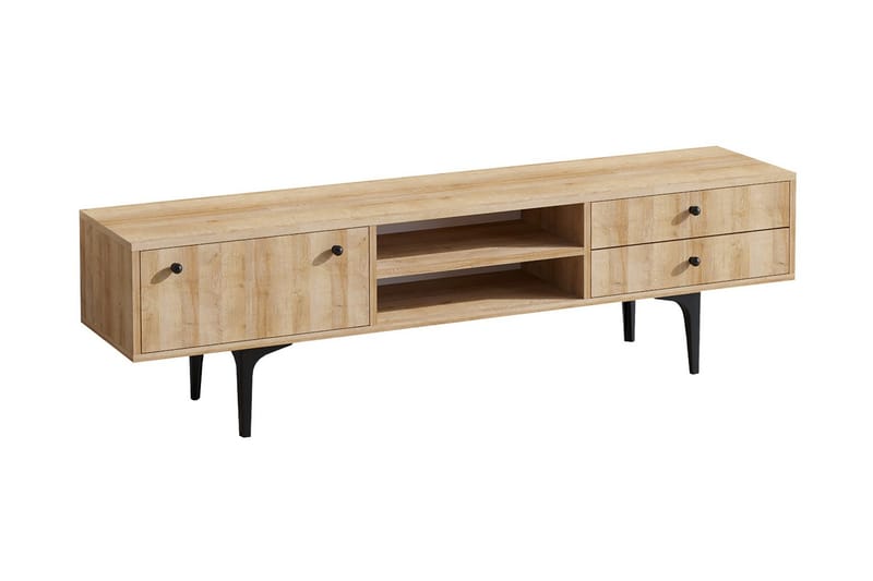 Tv-bänk 180 cm 3 Skåp - Natur/Svart - Möbler - TV- & Mediamöbler - TV bänk & mediabänk