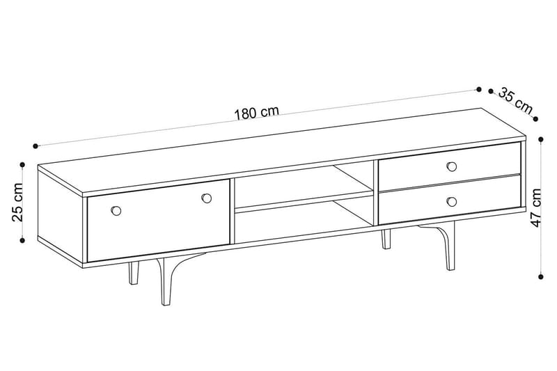 Tv-bänk 180 cm 3 Skåp - Natur/Svart - TV bänk & mediabänk