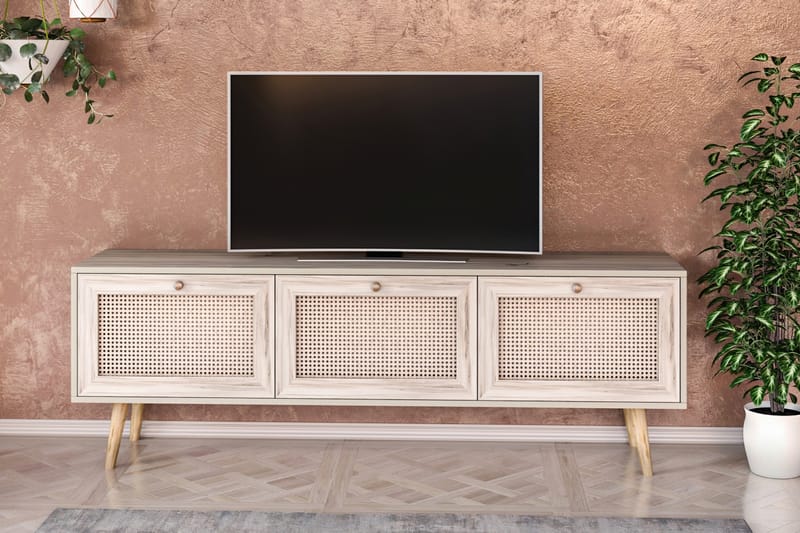 Tv-bänk 180 cm 3 Skåp - Sand/Natur - TV bänk & mediabänk