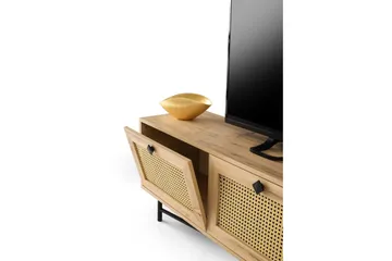 Tv-bänk 180 cm 4 Skåp - Natur/Svart - Möbler - TV- & Mediamöbler - TV bänk & mediabänk