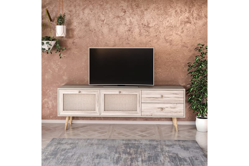 Tv-bänk 180 cm 4 Skåp - Sand/Natur - TV bänk & mediabänk