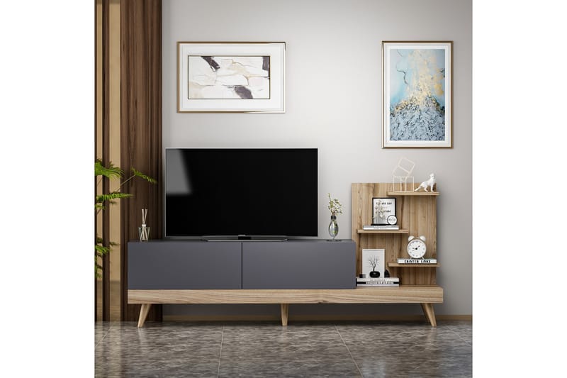 Tv-bänk 180 cm - Antracit/Valnöt - TV bänk & mediabänk