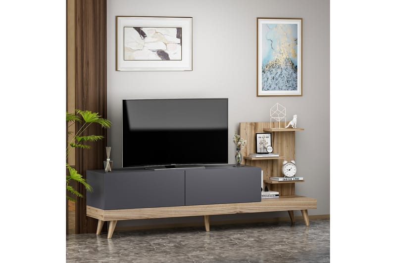 Tv-bänk 180 cm - Antracit/Valnöt - TV bänk & mediabänk